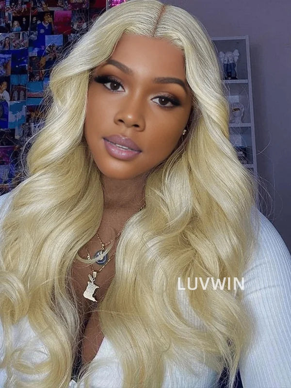 Luvwin 13x4 Pre-cut Lace 613 Blonde Color Body Wave Wig 100% Human Hair