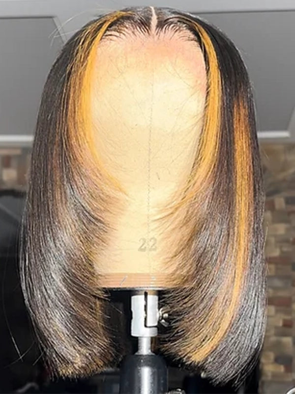 Luvwin 13x4 Marron Court Bob Perruque Partie Libre Pré-coupée Dentelle Avant Cheveux Humains