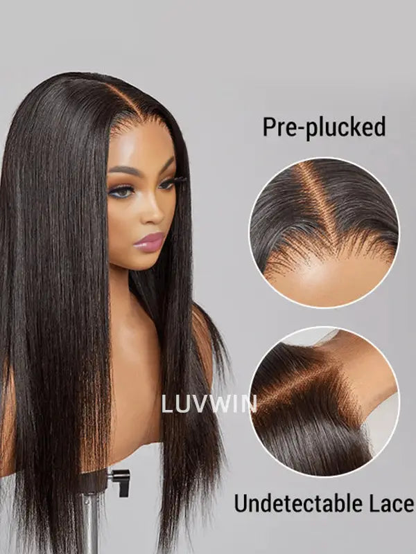 Luvwin Wear Go Glueless Wigs Straight 5x5 Bleached Knots Pre-cut HD Lace Front Human Hair Wigs