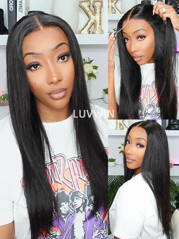 Luvwin DIY Densité Réglable 150% à 210% Amovible Bundle HD Dentelle Frontale Droite Texture Perruque | Cheveux personnalisés