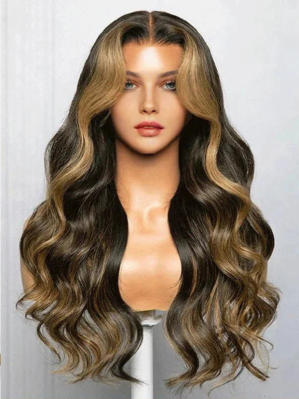 Luvwin 180% Densité Populaire Pré-Cut Highlight HD Lace Frontal Body Wave Perruque