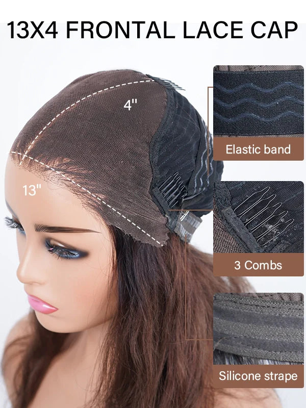 Luvwin Salt & Pepper Gray Beginner Friendly Glueless Layered Cut Wave Wig 100% Human Hair