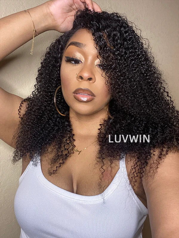 Luvwin DIY Densité Ajustable 150% à 210% Amovible Bundle HD Lace Frontal Kinky Curly Wig | Cheveux personnalisés