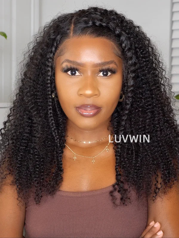 Luvwin DIY Densité Ajustable 150% à 210% Amovible Bundle HD Lace Frontal Kinky Curly Wig | Cheveux personnalisés