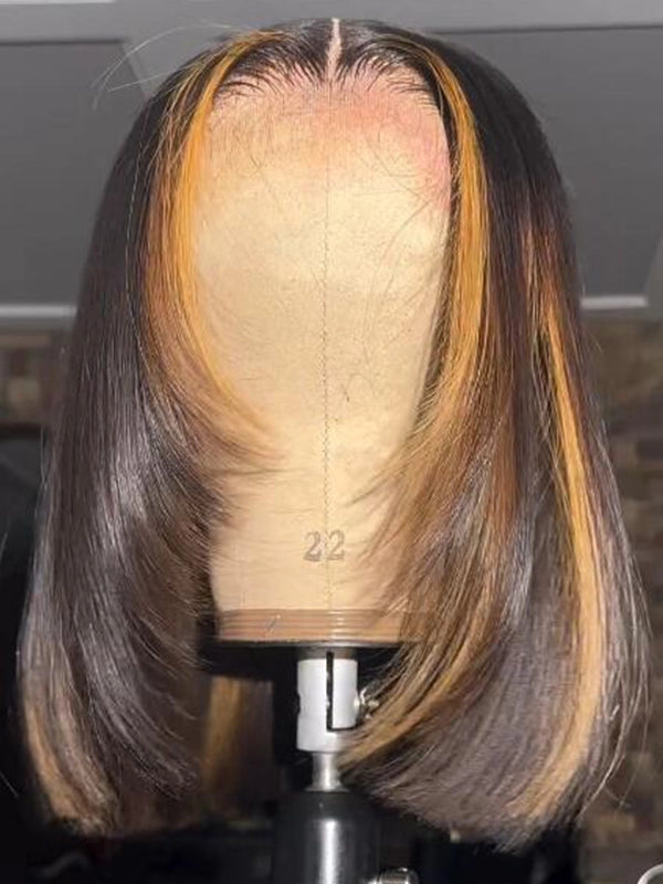 Luvwin 13x4 Marron Court Bob Perruque Partie Libre Pré-coupée Dentelle Avant Cheveux Humains