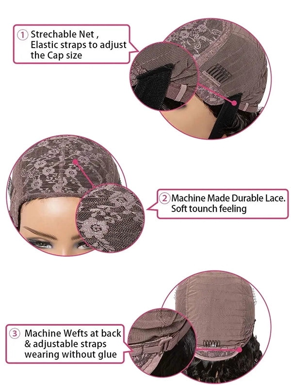 Luvwin Pixie Cut Perruques Glueless Mulet Perruques Avec Frange Pour Les Femmes Noires