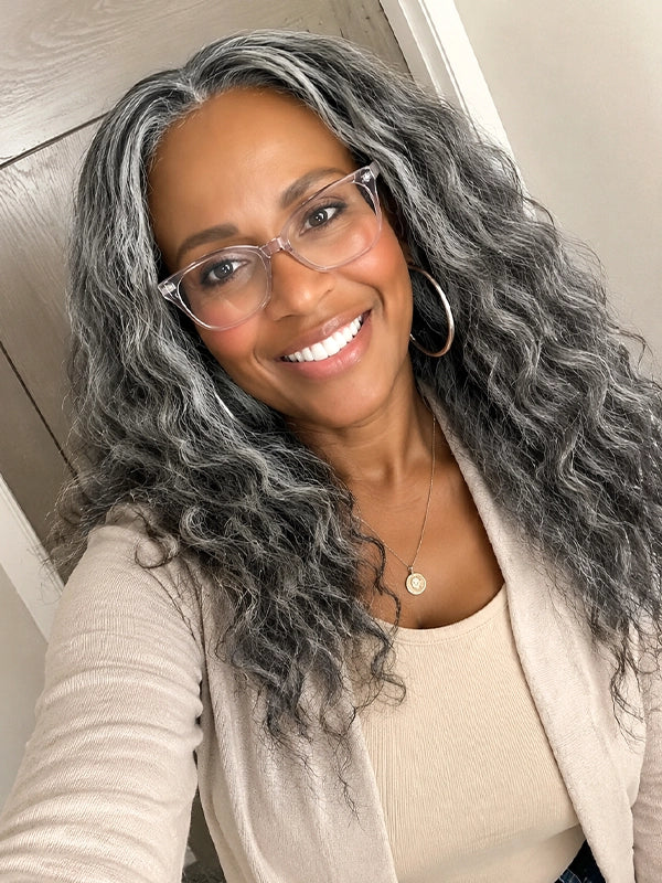 Luvwin Salt and Pepper Indian Wavy Natural Gray Human Hair Bundle Hair Extensions