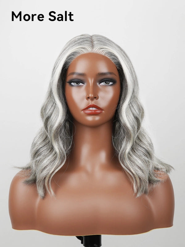 Luvwin 5x5 Closure Salt & Pepper Natural Wave Glueless Bob Wig