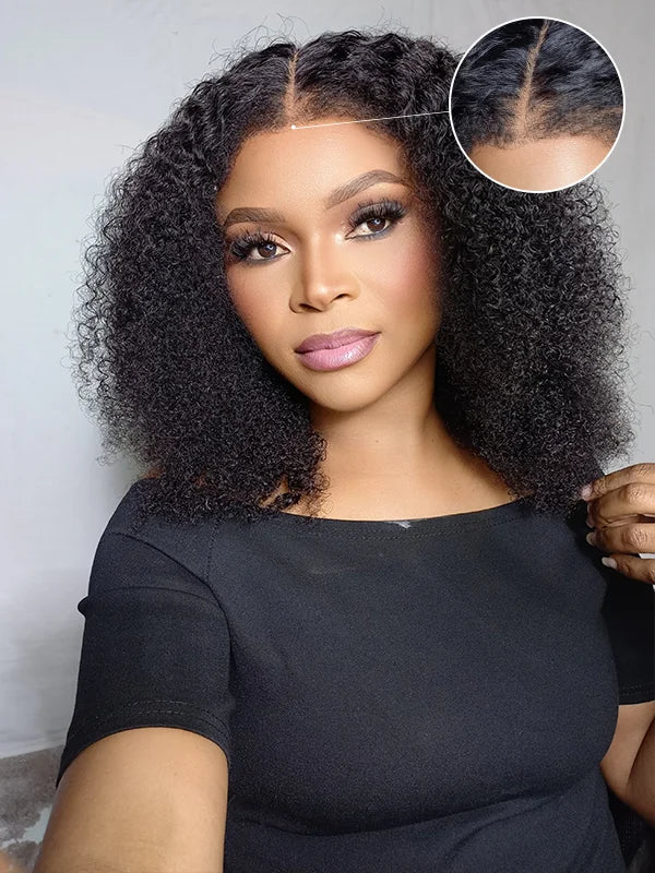 Bords 4C | Luvwin 180% Densité Réaliste Afro Kinky Edges Free Parting Indétectable Lace Front Wig | Inspiré d'Afro