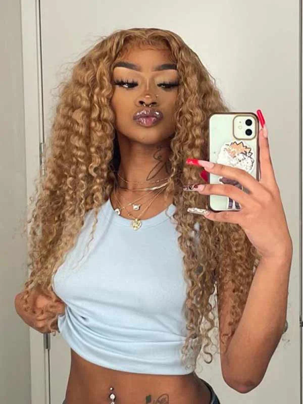 Luvwin 13x6 & 13x4 Vague d’eau Cheveux humains Perruque Marron Couleur des cheveux Full Density Pre-Cut HD Lace