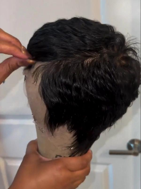Luvwin Full Lace Short Pixie Cut Wig 100% Human Hair