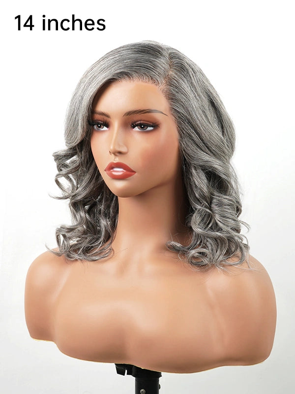 Luvwin 5x5 Salt & Pepper Body Wave Glueless Bob Wig 100% Human Hair