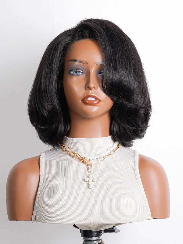 Luvwin 13x4 Short Layered Side Part Wavy Hair Lace Frontal Wig