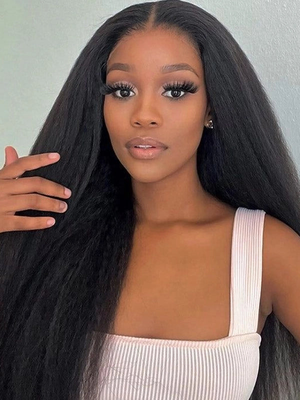 Luvwin Kinky Straight 5x5 Pre-cut Lace Closure Wig Human Hair Wig Beginner Friendly