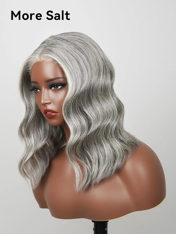 Luvwin 5x5 Closure Salt & Pepper Natural Wave Glueless Bob Wig
