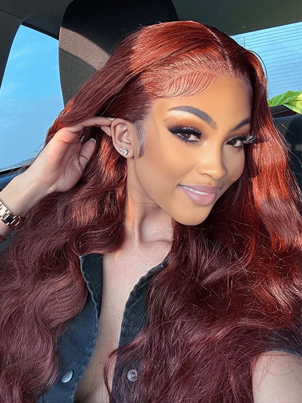 Luvwin Limited Design | Reddish Brown Body Wave Pre Cut HD Lace Free Part Long Wig Ready To Go