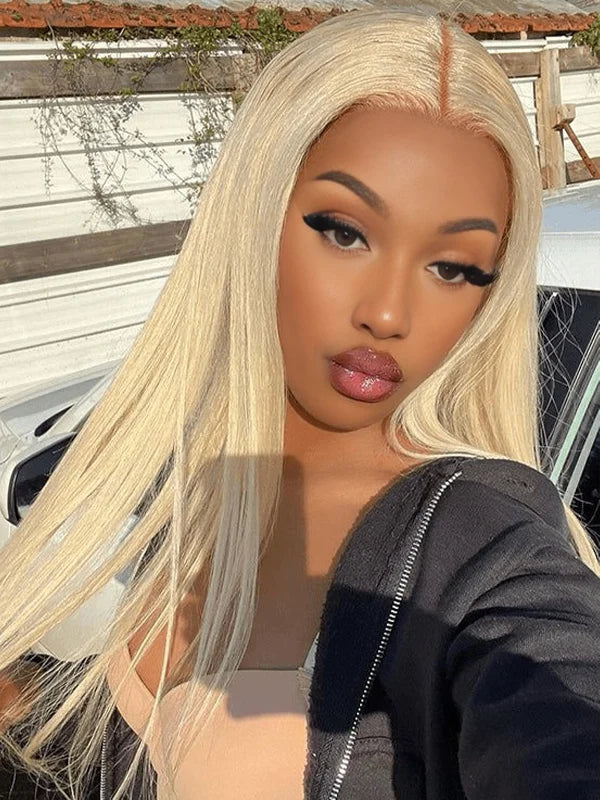 Luvwin 13x4 Pre-cut Lace 613 Blonde Color Silky Straight Wig 100% Human Hair