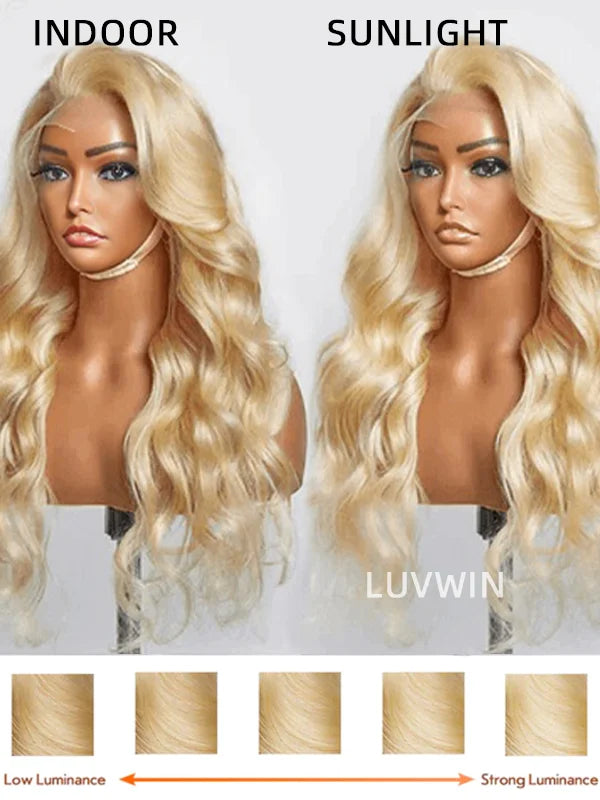 Luvwin 13x4 Pre-cut Lace 613 Blonde Color Body Wave Wig 100% Human Hair