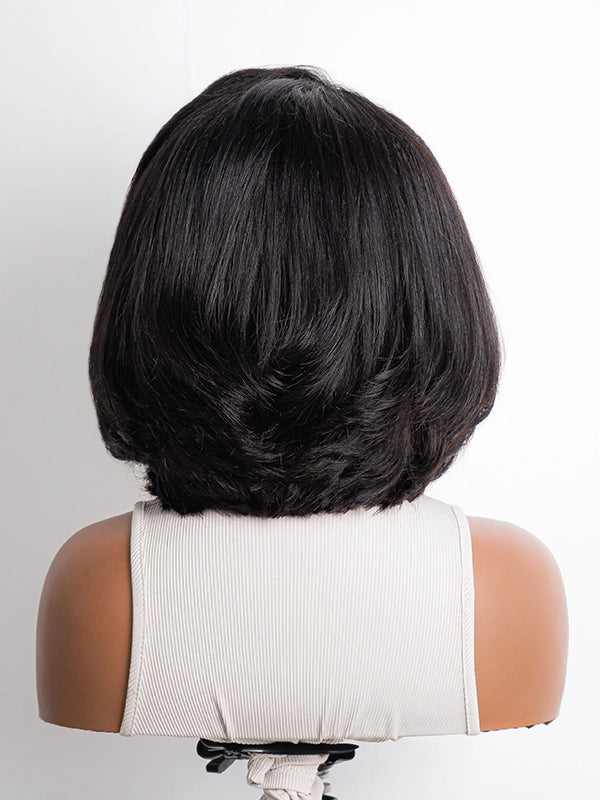 Luvwin 13x4 Short Layered Side Part Wavy Hair Lace Frontal Wig
