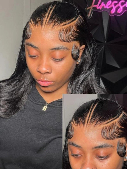 Luvwin 13x4 & 13x6 Glueless Pre Braided Wig Straight Human Hair Pre Everything Wigs
