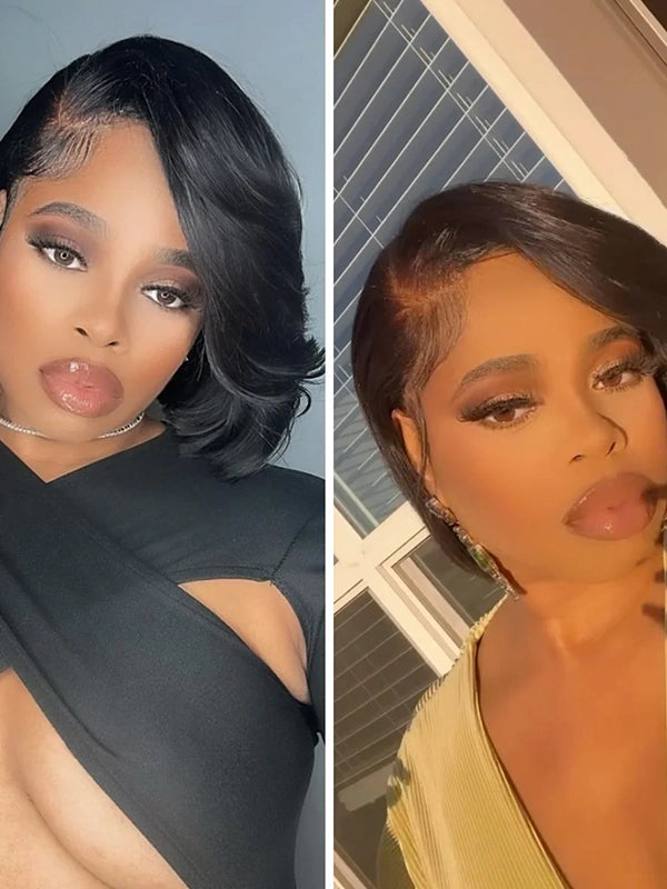 Luvwin Side Parted Layered Texture Bob Wig 5x5 Closure Wig For Black Women