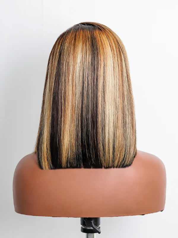 Luvwin P4/27 Mix Color Highlight Straight Lace Frontal Bob Wig