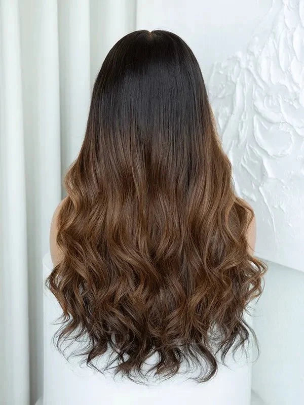 Luvwin Brown Hair Wig With Caramel Highlights 180% Density Pre Cut Lace Glueless Wigs For Black Women
