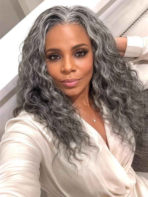 Luvwin Salt and Pepper Indian Wavy Natural Gray Human Hair Bundle Hair Extensions