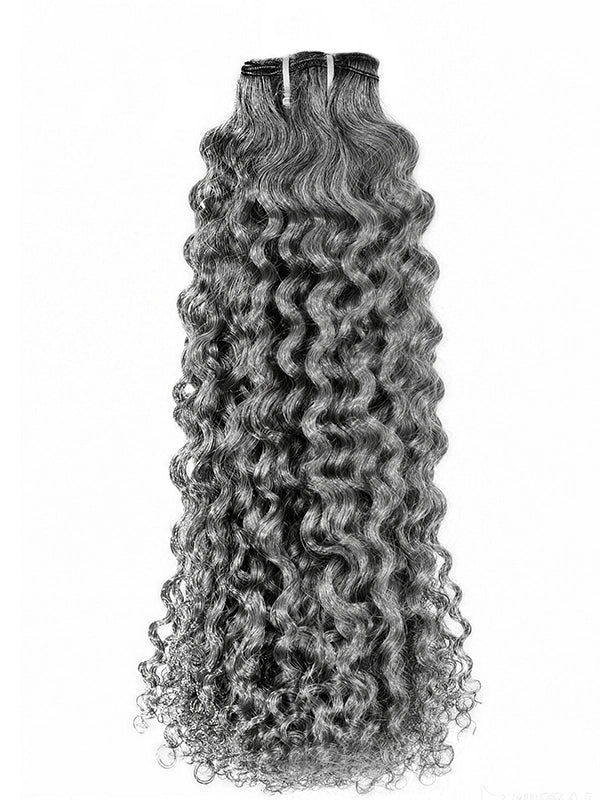 Luvwin Salt and Pepper Water Wave Hair Weft Curly Gray Hair Bundles 100% Human Hair