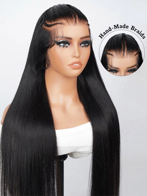 Luvwin 13x4 & 13x6 Glueless Pre Braided Wig Straight Human Hair Pre Everything Wigs
