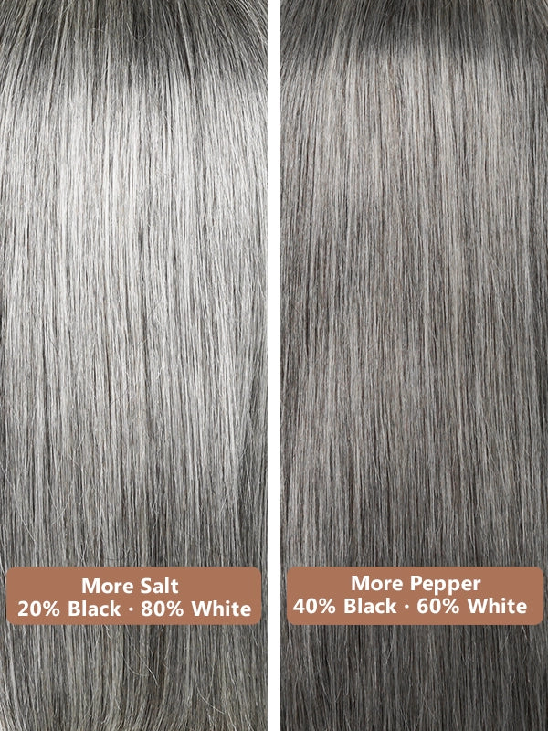 Luvwin 4C Edges Salt & Pepper More Salt Highlight Front Glueless Straight Wig