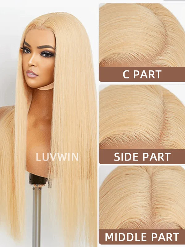 Luvwin 13x4 Pre-cut Lace 613 Blonde Color Silky Straight Wig 100% Human Hair
