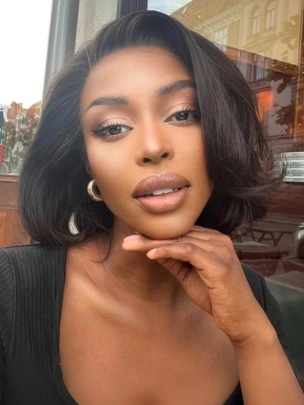 Luvwin 13x4 Short Layered Side Part Wavy Hair Lace Frontal Wig