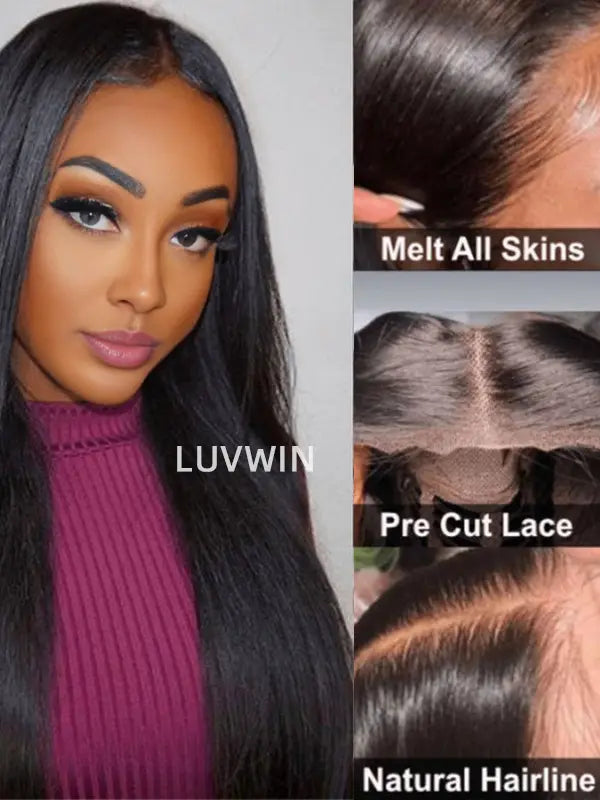 Luvwin Wear Go Glueless Wigs Straight 5x5 Bleached Knots Pre-cut HD Lace Front Human Hair Wigs