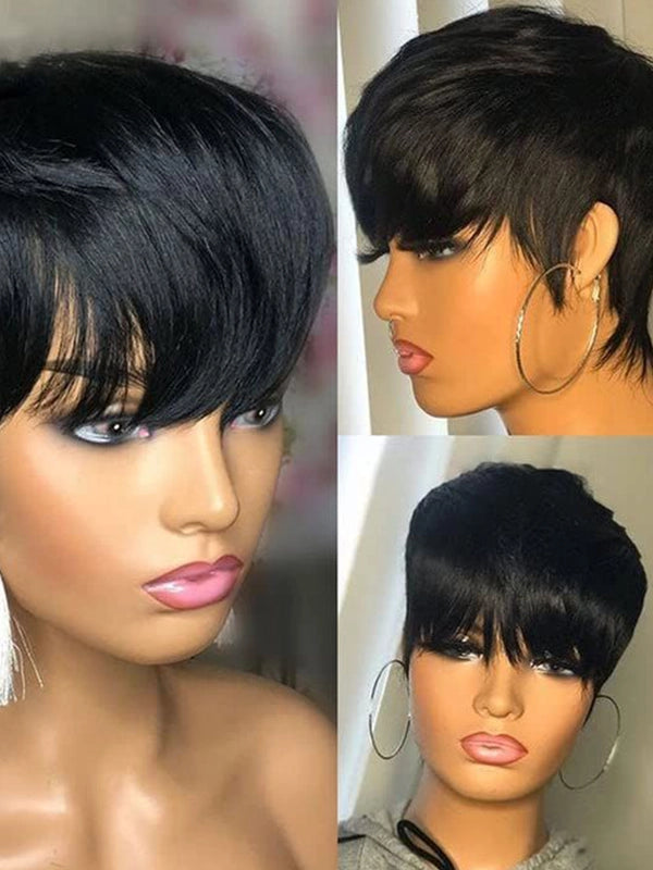 Luvwin Classic Pixie Cut Style With Layered Bangs For Black Women