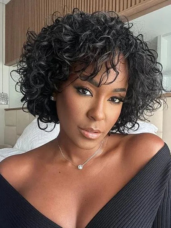 Luvwin Pixie Cut Perruques Pré-Plumées Hairline 100% Cheveux Humains Pour Femmes Noires