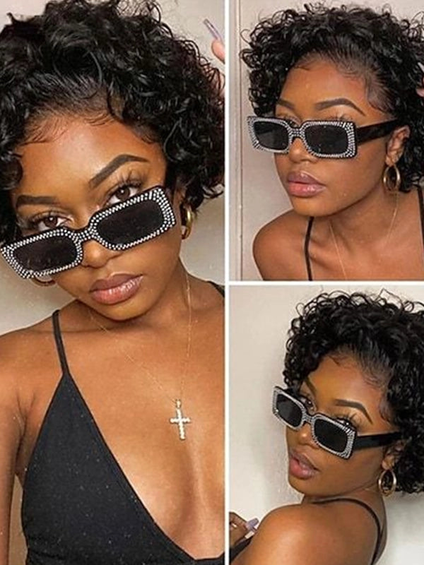 Luvwin Pixie Cut Perruques Pré-Plumées Hairline 100% Cheveux Humains Pour Femmes Noires