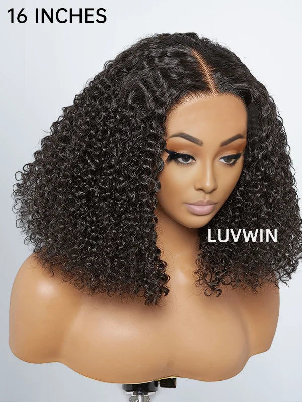 Luvwin Full Density Kinky Curly Glueless Pre Cut 13x4 Frontal HD Lace Wig Ready To Go 100% Human Hair