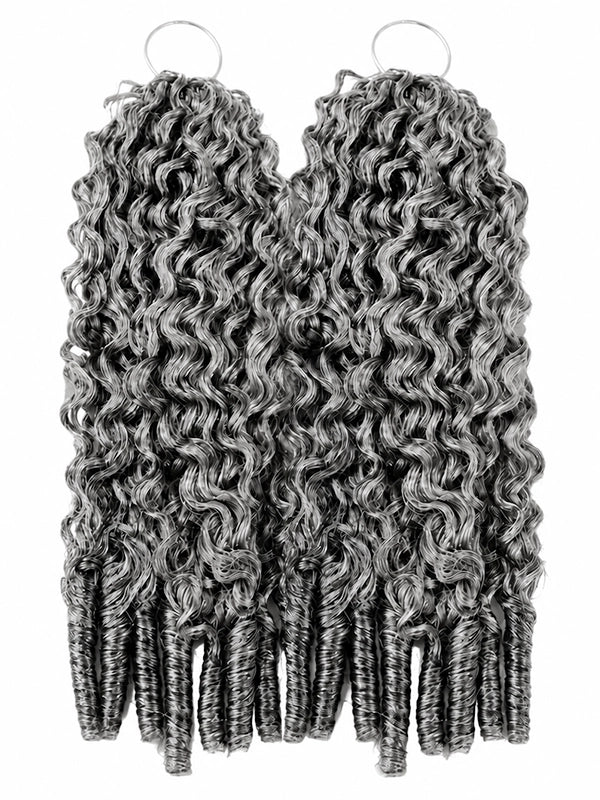Luvwin Salt & Pepper Burmese Curly Human Hair Crochet Extensions