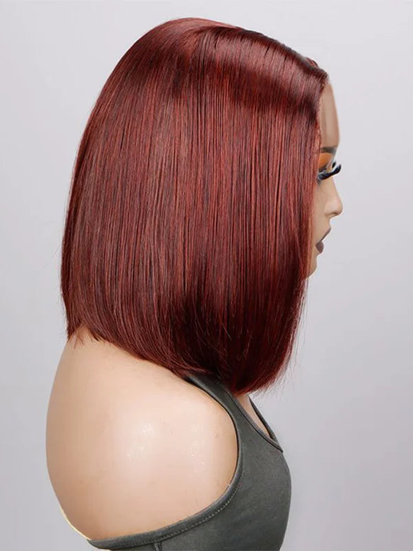 Luvwin Reddish Brown 13x4 Pre-Cut Lace Human Hair Glueless Straight bob Wigs Human Hair Wigs
