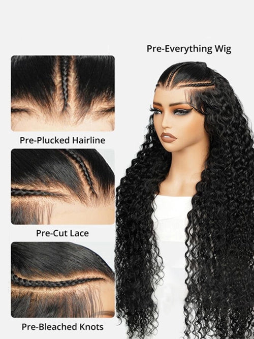 Luvwin Sarafina 13x4 & 13x6 perruque de cheveux bouclés pré-plumés vague d'eau HD dentelle pré-coupée nœuds blanchis