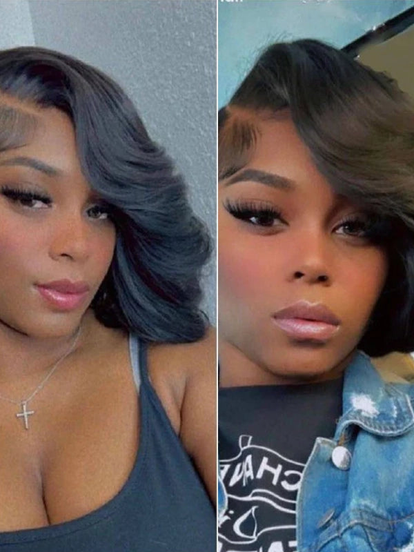 Luvwin Side Parted Layered Texture Bob Wig 5x5 Closure Wig For Black Women