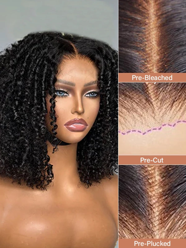 Luvwin Coily Curly Human Hair Wigs For Black Women 5x5 Lace Closure Wig
