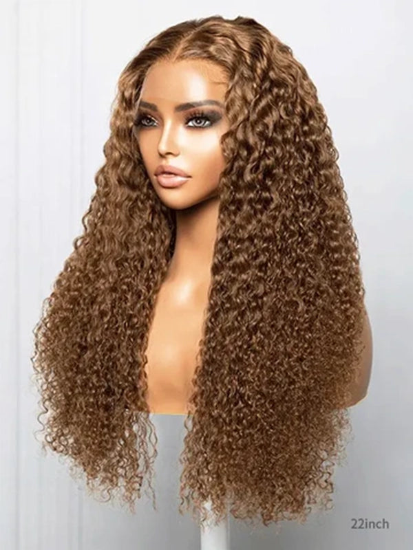 Luvwin 13x6 & 13x4 Vague d’eau Cheveux humains Perruque Marron Couleur des cheveux Full Density Pre-Cut HD Lace