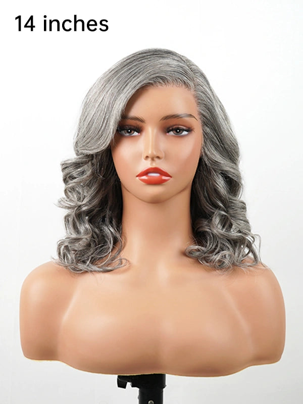 Luvwin 5x5 Salt & Pepper Body Wave Glueless Bob Wig 100% Human Hair