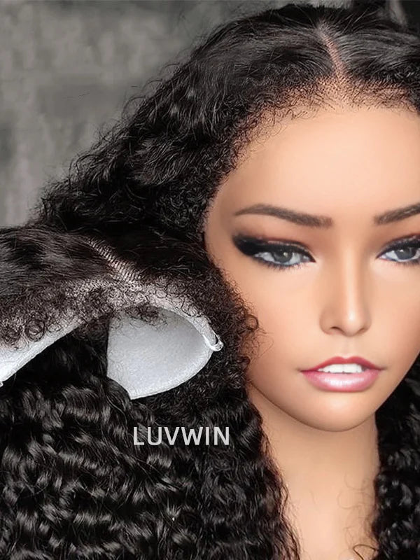 Bords 4C | Luvwin 180% Densité Indétectable Kinky Straight Kinky Edges Lace Glueless Wig | Inspiré d'Afro