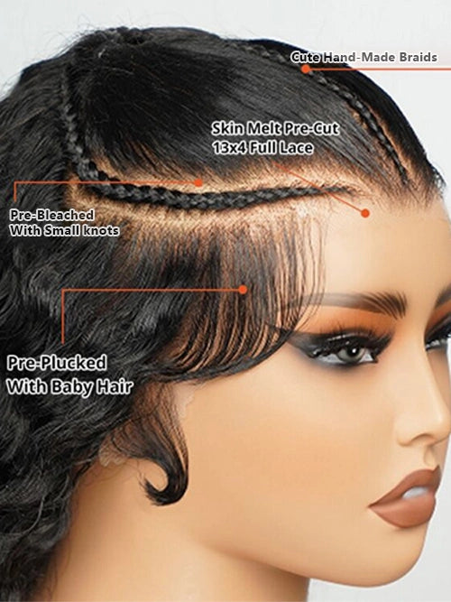 Luvwin 13x4 & 13x6 Glueless Pre Braided Wig Straight Human Hair Pre Everything Wigs