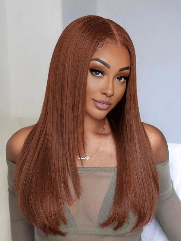 Luvwin Glueless Layered Cut Reddish Brown 13x4 13x6 Lace Wear And Go Straight Human Hair Wig