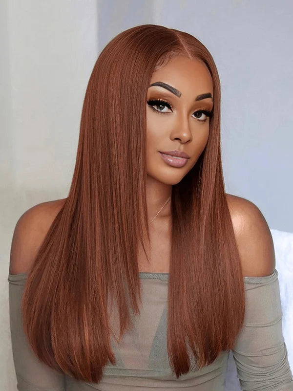 Luvwin Glueless Layered Cut Reddish Brown 13x4 13x6 Lace Wear And Go Straight Human Hair Wig