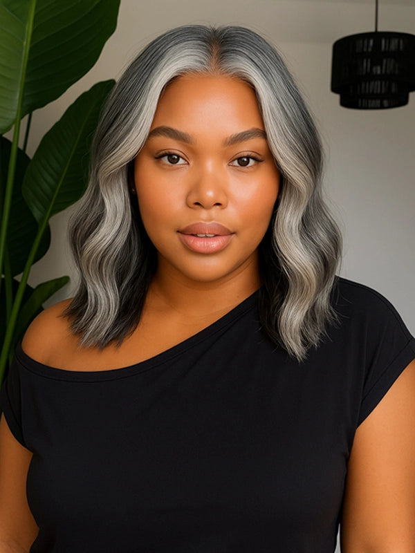 Luvwin 5x5 Closure Salt & Pepper Natural Wave Glueless Bob Wig